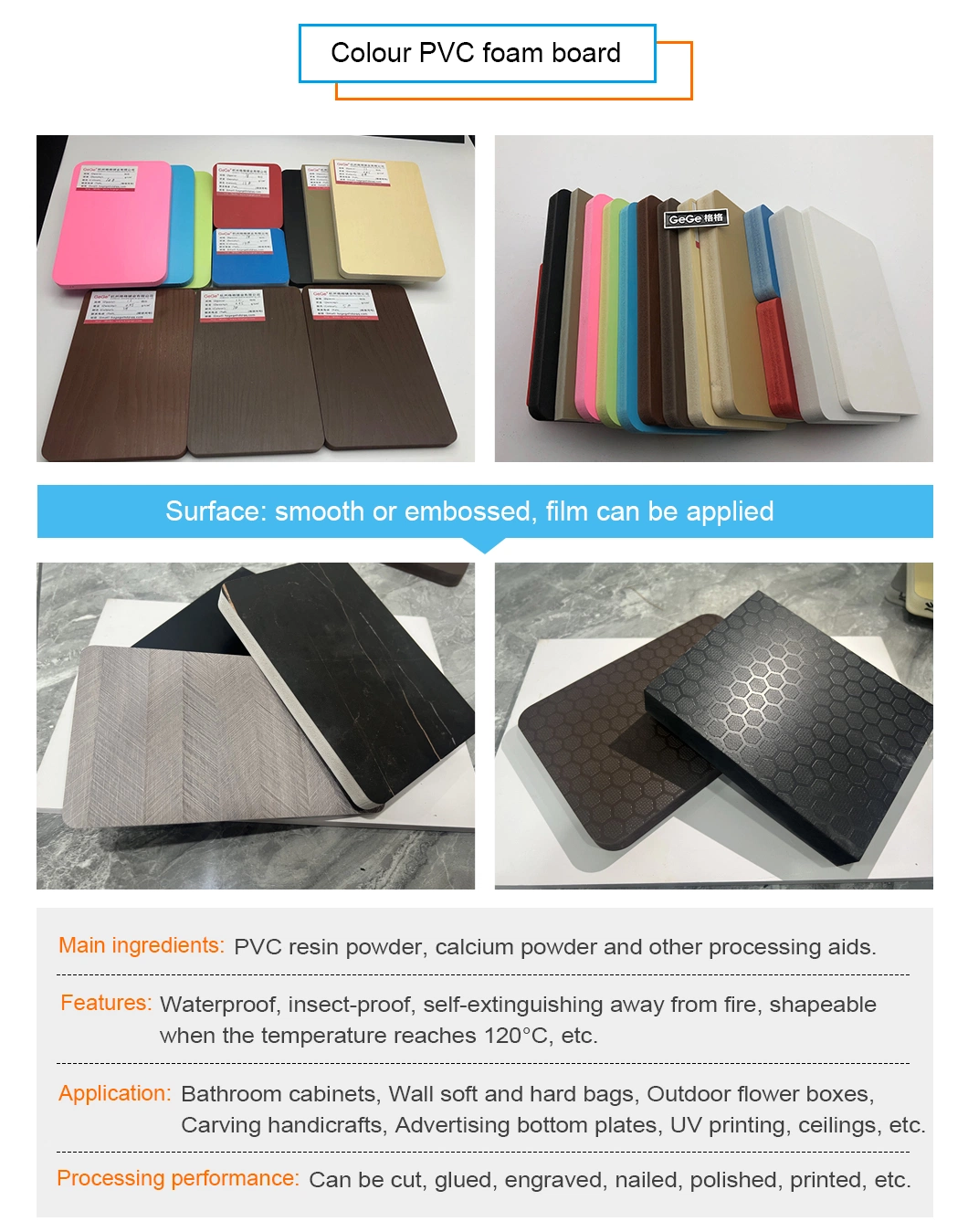 Waterproof PVC Celuka Board Fireproof PVC Foam Board for Construction Furniture PVC Foam Sheet 3mm Wall Soft and Hard Package WPC Foam Board